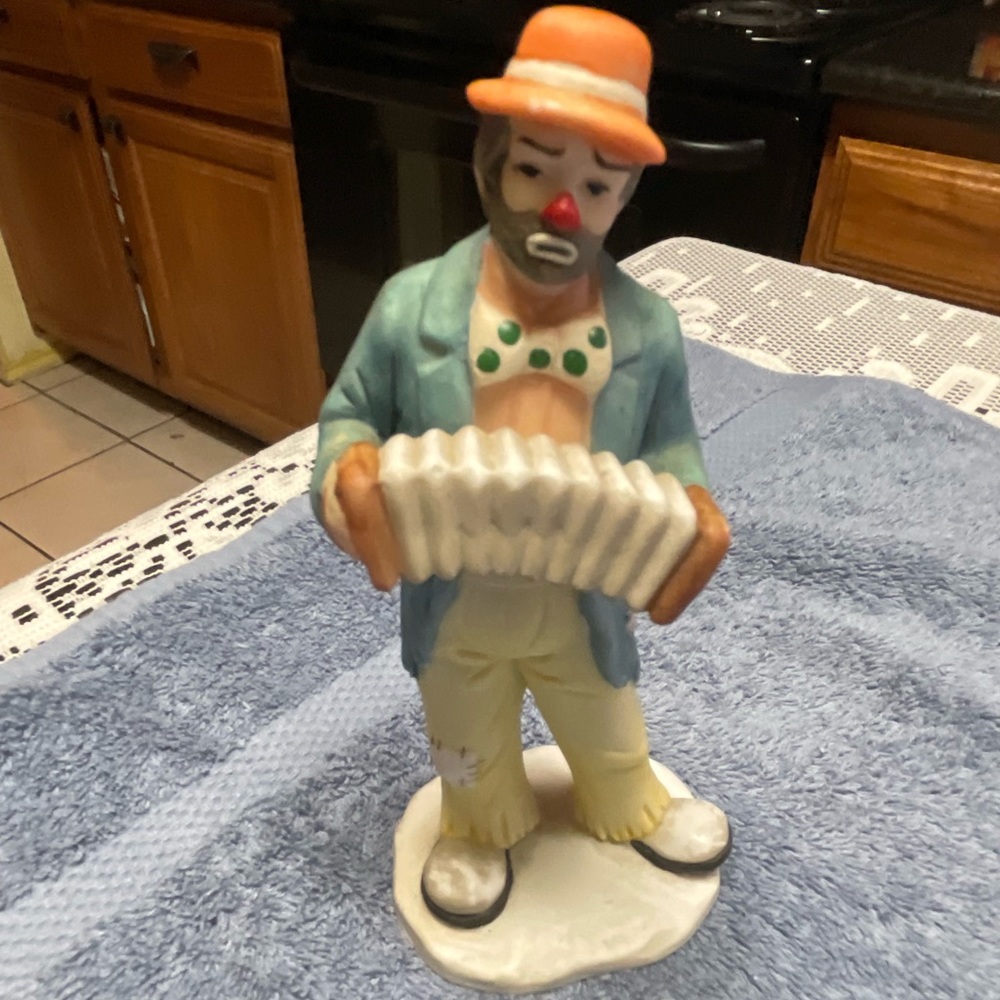Vintage Emmett Kelly Jr. Figurine Playing an Accordion